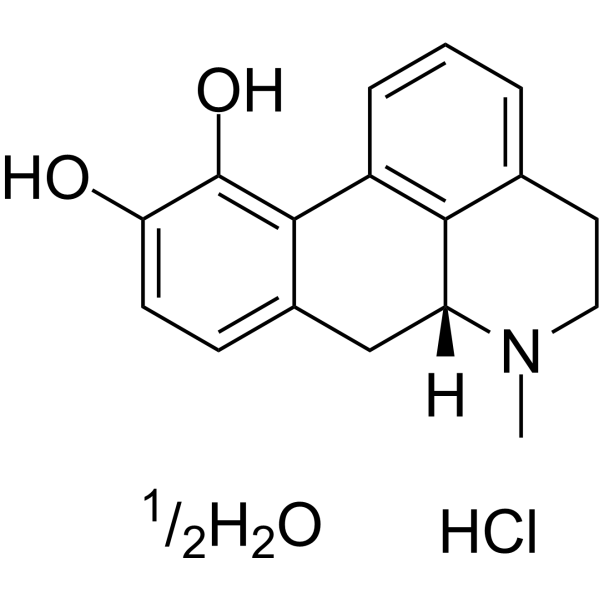 Apomorphine hydrochloride hemihydrate