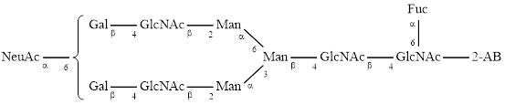 FA2G2S1 glycan (G2FS1), 2-AB labelled