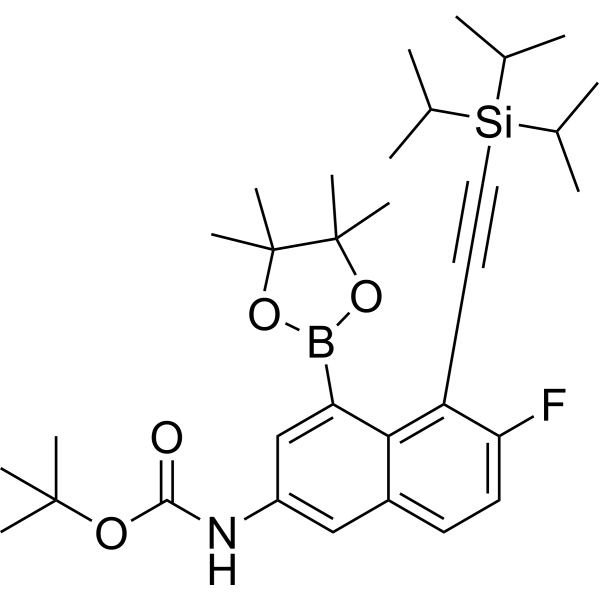tert-Butyl (6-fluoro-4-(4,4,5,5-tetramethyl-1,3,2-dioxaborolan-2-yl)-5-((triisopropylsilyl)ethynyl)naphthalen-2-yl)carbamate