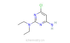 CAS:3289-38-1_4-氨基-6-氯-2-二乙基氨基嘧啶的分子结构