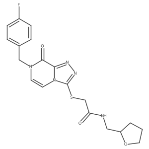 2-({7-[(4-fluorophenyl)methyl]-8-oxo-7H,8H-[1,2,4]triazolo[4,3-a]pyrazin-3-yl}sulfanyl)-N-[(oxolan-2-yl)methyl]acetamide结构式