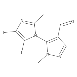 5-(4,5-diiodo-2-methyl-1H-imidazol-1-yl)-1-methyl-1H-pyrazole-4-carbaldehyde结构式
