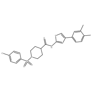 1-((4-chlorophenyl)sulfonyl)-N-(4-(3,4-dimethylphenyl)thiazol-2-yl)piperidine-4-carboxamide结构式