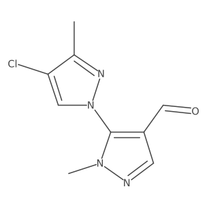 5-(4-chloro-3-methyl-1H-pyrazol-1-yl)-1-methyl-1H-pyrazole-4-carbaldehyde结构式