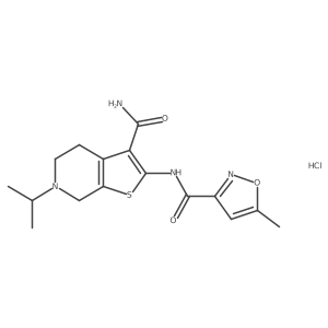 N-(3-carbamoyl-6-isopropyl-4,5,6,7-tetrahydrothieno[2,3-c]pyridin-2-yl)-5-methylisoxazole-3-carboxamide hydrochloride结构式