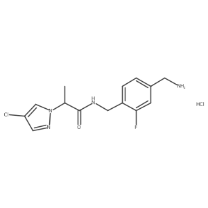 N-[[4-(Aminomethyl)-2-fluorophenyl]methyl]-2-(4-chloropyrazol-1-yl)propanamide;hydrochloride结构式
