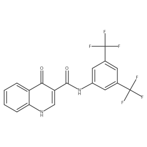 O=C(Nc1cc(C(F)(F)F)cc(C(F)(F)F)c1)c1c[nH]c2ccccc2c1=O结构式