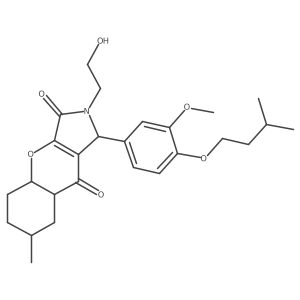 2-(2-hydroxyethyl)-1-[3-methoxy-4-(3-methylbutoxy)phenyl]-7-methyl-4a,5,6,7,8,8a-hexahydro-1H-chromeno[2,3-c]pyrrole-3,9-dione结构式