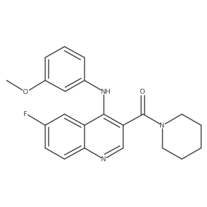 (6-Fluoro-4-((3-methoxyphenyl)amino)quinolin-3-yl)(piperidin-1-yl)methanone Structure