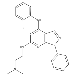 N~6~-[2-(dimethylamino)ethyl]-N~4~-(2-methylphenyl)-1-phenyl-1H-pyrazolo[3,4-d]pyrimidine-4,6-diamine结构式