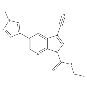 Ethyl 3-cyano-5-(1-methylpyrazol-4-yl)pyrrolo[2,3-b]pyridine-1-carboxylate结构式