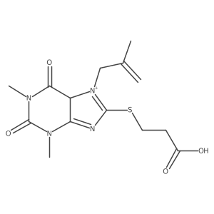 3-[[1,3-dimethyl-7-(2-methylprop-2-enyl)-2,6-dioxo-5H-purin-7-ium-8-yl]sulfanyl]propanoic acid结构式