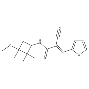 2-cyano-3-(furan-2-yl)-N-(3-methoxy-2,2,3-trimethylcyclobutyl)prop-2-enamide结构式