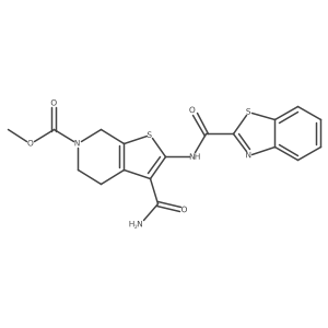 methyl 2-(benzo[d]thiazole-2-carboxamido)-3-carbamoyl-4,5-dihydrothieno[2,3-c]pyridine-6(7H)-carboxylate结构式