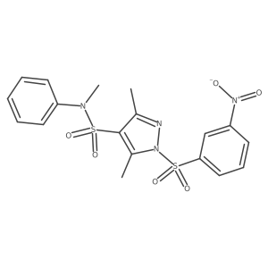 N,3,5-trimethyl-1-(3-nitrobenzenesulfonyl)-N-phenyl-1H-pyrazole-4-sulfonamide结构式