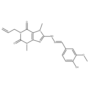 (E)-1-allyl-8-(2-(4-hydroxy-3-methoxybenzylidene)hydrazinyl)-3,7-dimethyl-1H-purine-2,6(3H,7H)-dione结构式