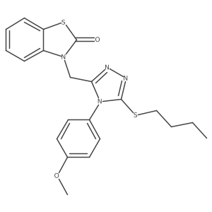 3-((5-(butylthio)-4-(4-methoxyphenyl)-4H-1,2,4-triazol-3-yl)methyl)benzo[d]thiazol-2(3H)-one结构式