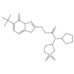 N-Cyclopentyl-2-[[3-(1,1-dimethylethyl)-4-oxo-4H-[1,3,4]thiadiazolo[2,3-c][1,2,4]triazin-7-yl]thio]-N-(tetrahydro-1,1-dioxido-3-thienyl)acetamide结构式