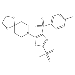 8-(2-(Methylsulfonyl)-4-tosylthiazol-5-yl)-1,4-dioxa-8-azaspiro[4.5]decane结构式