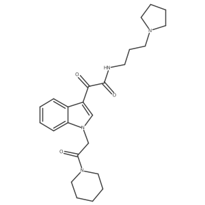 2-oxo-2-(1-(2-oxo-2-(piperidin-1-yl)ethyl)-1H-indol-3-yl)-N-(3-(pyrrolidin-1-yl)propyl)acetamide结构式