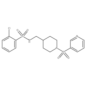 2-chloro-N-((1-(pyridin-3-ylsulfonyl)piperidin-4-yl)methyl)benzenesulfonamide结构式