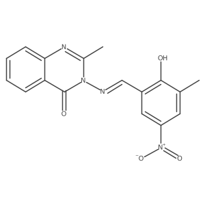 3-[(E)-(2-hydroxy-3-methyl-5-nitrophenyl)methylideneamino]-2-methylquinazolin-4-one结构式