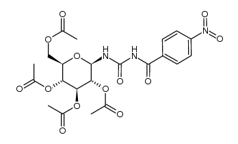 N-(4-nitrobenzoyl)-N'-(2,3,4,6-tetra-O-acetyl-&beta;-D-glucopyranosyl)urea结构式