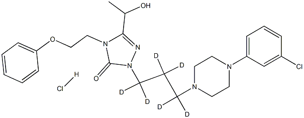2-[3-[4-(3-chlorophenyl)piperazin-1-yl]-1,1,2,2,3,3-hexadeuteriopropyl]-5-(1-hydroxyethyl)-4-(2-phenoxyethyl)-1,2,4-triazol-3-one:hydrochloride Structure