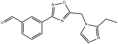 3-(5-((2-ethyl-1H-imidazol-1-yl)methyl)-1,2,4-oxadiazol-3-yl)benzaldehyde Struktur