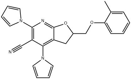 2-[(2-METHYLPHENOXY)METHYL]-4,6-DI(1H-PYRROL-1-YL)-2,3-DIHYDROFURO[2,3-B]PYRIDINE-5-CARBONITRILE Structure