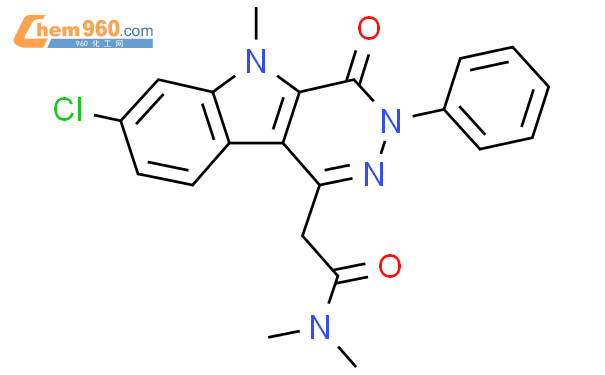 2-(7-氯-5-甲基-4-氧代-3-苯基-4,5-二氢-3H-吡嗪o[4,5-b]吲哚-1-基)-N,N-二甲基乙酰胺结构式图片|220448-02-2结构式图片
