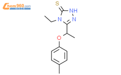 4-乙基-5-[1-(4-甲基苯氧基)乙基]-4H-1,2,4-噻唑-3-硫醇结构式
