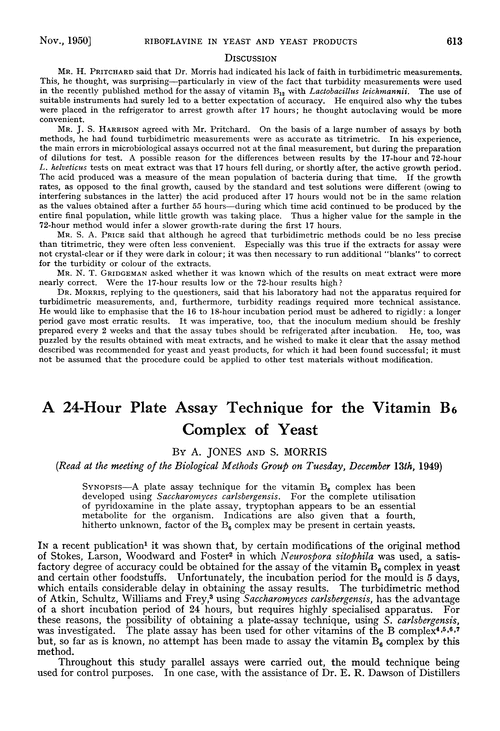 A 24-hour plate assay technique for the vitamin B6 complex of yeast