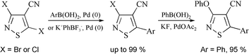 Graphical abstract: Regiospecific Suzuki coupling of 3,5-dichloroisothiazole-4-carbonitrile