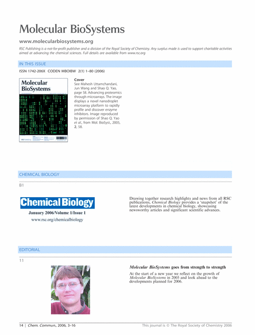 Molecular BioSystems Issue 1 Contents - free access to ChemComm subscribers