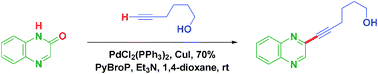 Graphical abstract: Direct dehydrative cross-coupling of tautomerizable heterocycles with alkynes via Pd/Cu-catalyzed phosphonium coupling