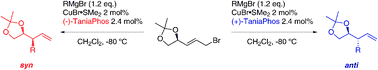 Graphical abstract: Stereoselective synthesis of syn and anti 1,2-hydroxyalkyl moieties by Cu-catalyzed asymmetric allylic alkylation