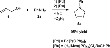 Graphical abstract: An atom efficient route to N-aryl and N-alkyl pyrrolines by transition metal catalysis