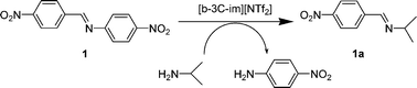Graphical abstract: Transimination reactions in [b-3C-im][NTf2] ionic liquid