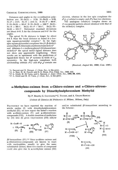 α-Methylene-oximes from α-chloro-oximes and α-chloro-nitroso-compounds by dimethylsulphoxonium methylid