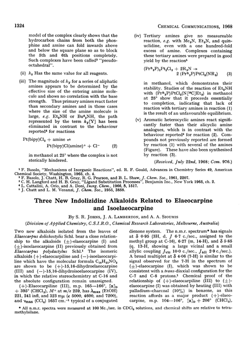 Three new indolizidine alkaloids related to elaeocarpine and isoelaeocarpine