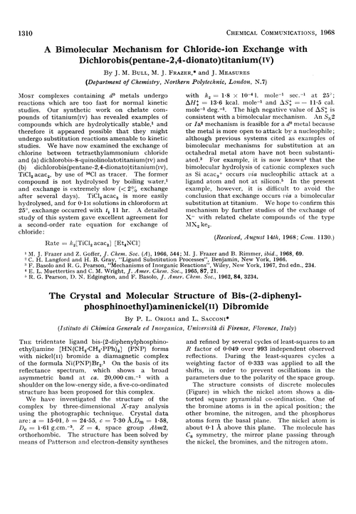 The crystal and molecular structure of bis-(2-diphenylphosphinoethyl)aminenickel(II) dibromide