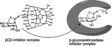 Graphical abstract: Cyclodextrin-mediated crystallization of acid β-glucosidase in complex with amphiphilic bicyclic nojirimycin analogues