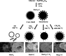 Graphical abstract: Novel MoO2/carbon hierarchical nano/microcomposites: synthesis, characterization, solid state transformations and thiophene HDS activity