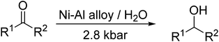 Graphical abstract: Selective reduction of ketones using water as a hydrogen source under high hydrostatic pressure