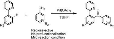 Graphical abstract: Palladium catalyzed direct ortho C–H acylation of 2-arylpyridines using toluene derivatives as acylation reagents