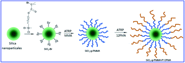 Graphical abstract: Silica-diblock fluoropolymer hybrids synthesized by surface-initiated atom transfer radical polymerization