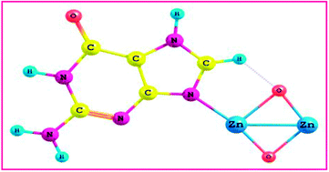 Graphical abstract: Experimental and first-principles study of guanine adsorption on ZnO clusters
