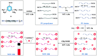 Graphical abstract: Synthesis of polymeric dyes based on waterborne polyurethane for improved color stability