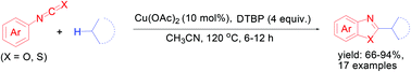 Graphical abstract: Direct construction of 2-alkylbenzo-1,3-azoles via C–H activation of alkanes for C–C and C–X (X = O, S) bond formation
